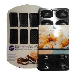 WILTON & CHICAGO METALLIC Set Of 2 Baking Ice Cream and Madeline Pans NWT